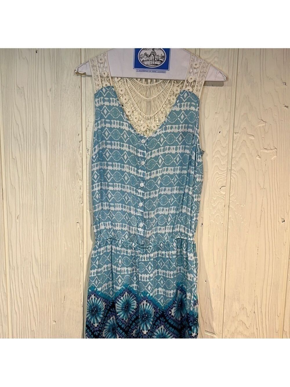 Aqua ROMPER MACRAMÉ TYPE BACK ELASTIC WAIST SIZE small